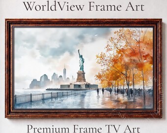 Statue of Liberty Autumn, Watercolor, Samsung Frame TV Art,  (Digital Download) 51