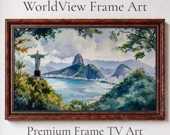 Christ the Redeemer Statue, Rio Landscape Samsung Frame TV Art (Digital Download) 65