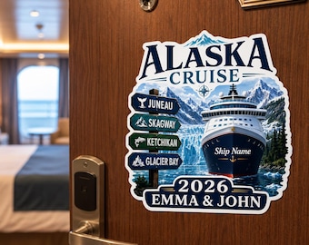 Personalized Alaska Cruise Magnet 2026, Scenic Cruise Ship Door Magnet with Juneau Skagway Ketchikan Glacier Bay Art Gift, Cruise, Magnet