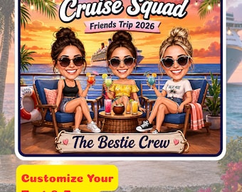 Custom Cruise Squad Magnet, Personalized Friends Trip Cruise Door Decor, Bestie Vacation Gift, Cruise Magnet, Cabin Door Sign 2026, Magnet