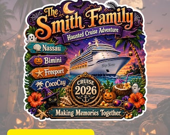 Custom Caribbean Halloween Haunted Cruise Door Magnet, Family Vacation Souvenir, Spooky Stateroom Sign, Cabin Decor, Cruise Magnet