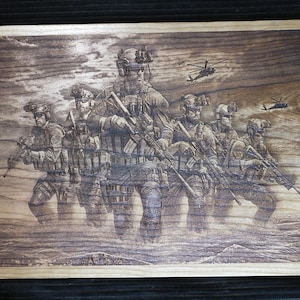 Navy Seals Laser Engraved Cherry Wood Plaque | 3D Illusion