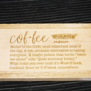 Coffee Definition Sign | Laser Engraving | High Definition