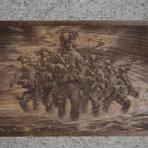 Navy Seals Laser Engraved Cherry Wood Plaque | 3D Illusion