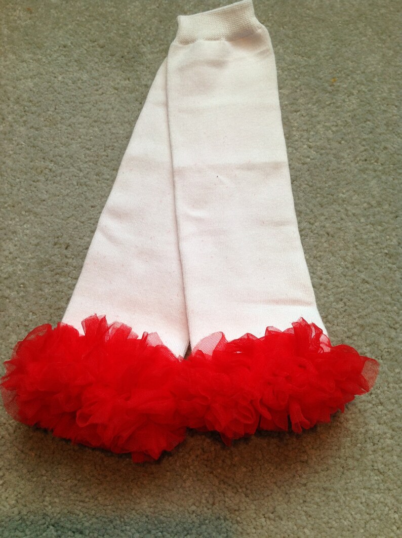 Baby Girl Christmas, Red and White Leg Warmers Red Leg Warmers w White Ruffle or White Leg Warmers w Red Ruffle Girls Christmas Outfit