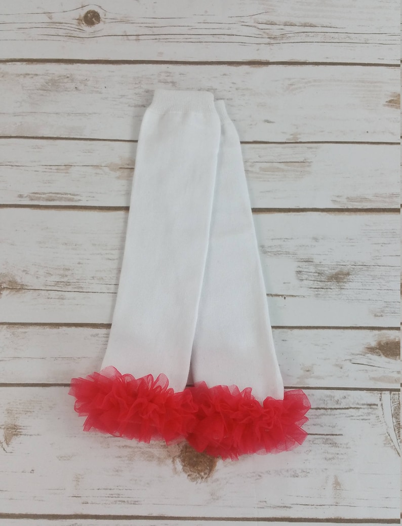 Baby Girl Christmas, Red and White Leg Warmers Red Leg Warmers w White Ruffle or White Leg Warmers w Red Ruffle Girls Christmas Outfit