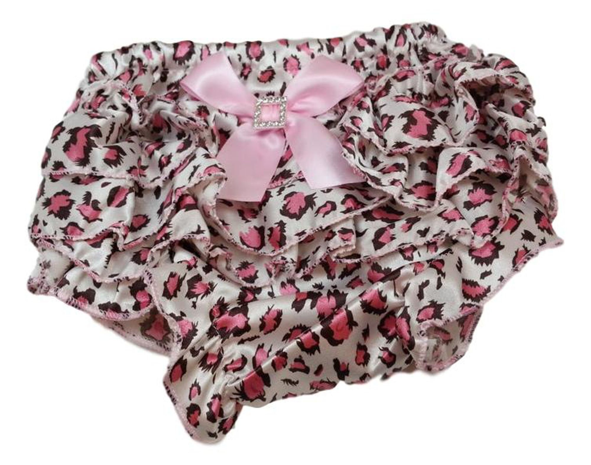 Hot Pink Leopard Diaper Cover with Hot Pink Chiffon Ruffles