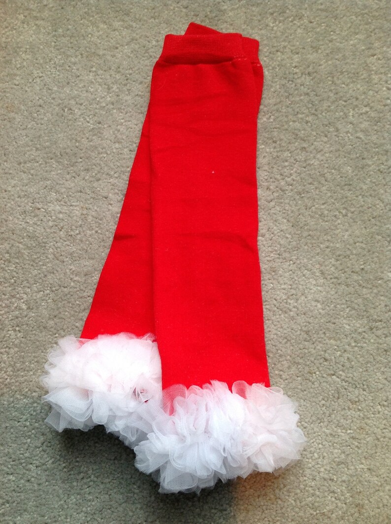 Baby Girl Christmas, Red and White Leg Warmers Red Leg Warmers w White Ruffle or White Leg Warmers w Red Ruffle Girls Christmas Outfit
