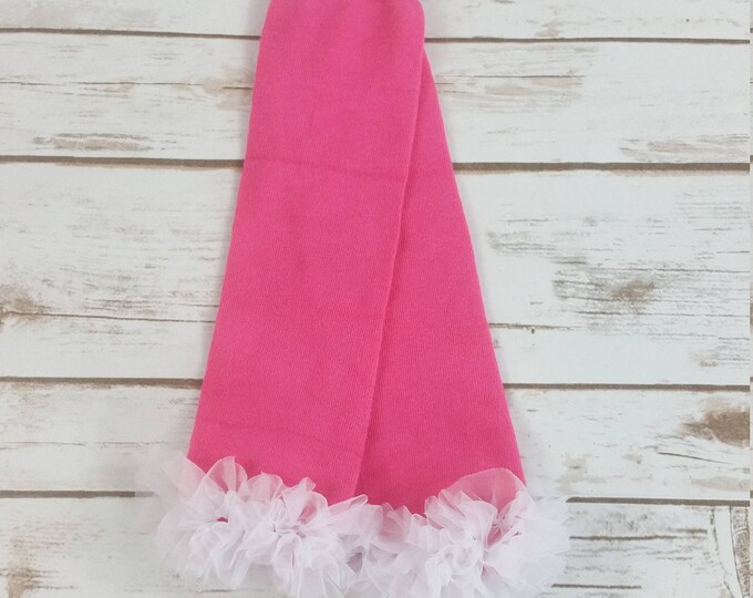 Hot Pink Leg Warmers W White Ruffles, Pink Baby Leg Warmers, Leg