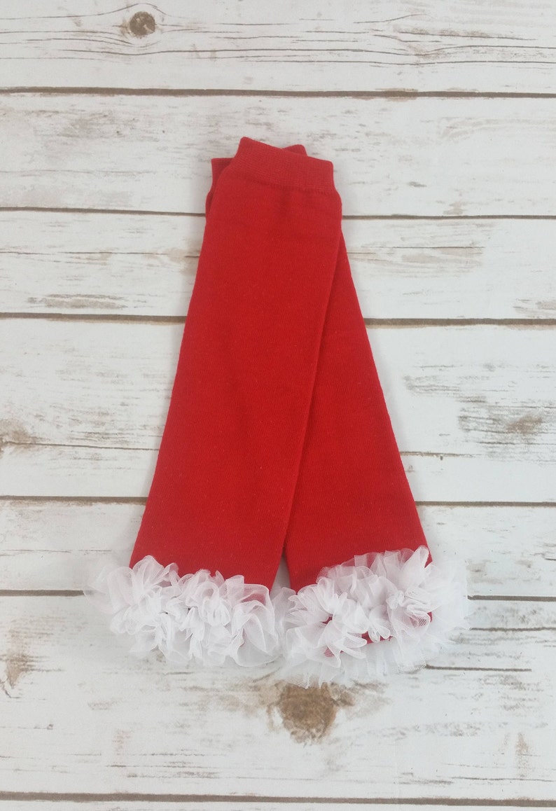 Baby Girl Christmas, Red and White Leg Warmers Red Leg Warmers w White Ruffle or White Leg Warmers w Red Ruffle Girls Christmas Outfit
