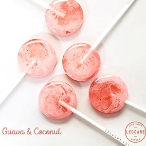 Guava and Coconut // Sweet + Fruity // Pink Lollipops // Tropical // Wedding Favors // Favors for Guest // 10 Lollipops