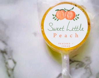 Peach Lollipop Gift Box | Custom Peach Labels | Variety of Gourmet Peach Flavors | Personalized Favors for Weddings, Bridal Showers & More