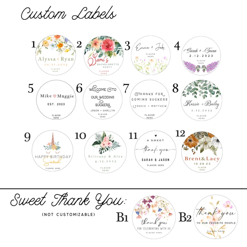 Wedding Favor Lollipop Special // 200 Lollipops with Custom Labels // Pick up to 8 Flavors // Wedding Favors // Favors for Guest // Leccare image 4