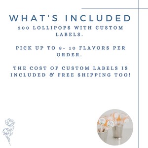 Wedding Favor Lollipop Special // 200 Lollipops with Custom Labels // Pick up to 8 Flavors // Wedding Favors // Favors for Guest // Leccare image 2