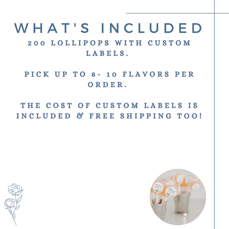 Wedding Favor Lollipop Special // 200 Lollipops with Custom Labels // Pick up to 8 Flavors // Wedding Favors // Favors for Guest // Leccare image 2