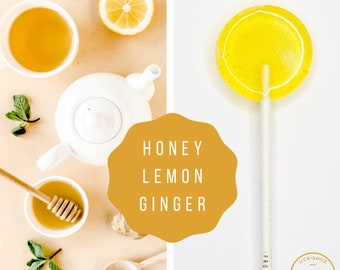 Honey  Lemon  Ginger Lollipops // Sweet and Savory Candy //  Wedding Favor // Honey Candy // Ginger Candy //  Leccare Lollipop // 10 count
