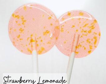 Strawberry Lemonade Lollipops // Glitter Lollipops  // Favor for Guest // 10 Lollipops