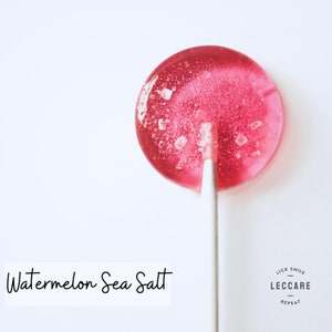 Watermelon Sea Salt Lollipops // Sweet and Salty // Unique Wedding Favor // Spring Wedding Favor  // Pink Lollipops // Leccare // 10 count