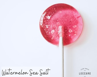 Watermelon Sea Salt Lollipops // Sweet and Salty // Unique Wedding Favor // Spring Wedding Favor  // Pink Lollipops // Leccare // 10 count