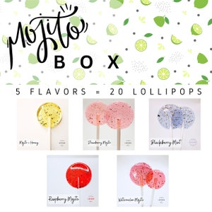 Mojito Lollipop Box // 5 Flavors // Wedding Favors // Bridal Shower // 20 Lollipops per box