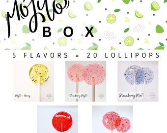 Mojito Lollipop Box // 5 Flavors // Wedding Favors // Bridal Shower // 20 Lollipops per box