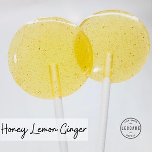 Honey Lemon Ginger Lollipops // Sweet and Savory Candy // Wedding Favor // Honey Candy // Ginger Candy // Leccare Lollipop // 10 count image 1