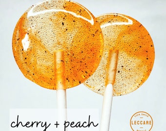 Cherry Peach Lollipop // Fruit Lollipop // Wedding Favor // Birthday Party // Wedding Idea // Teacher Gift // Tea Gift // 10 Lollipops