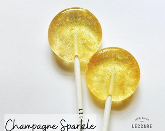 Champagne Lollipops // Gold Flake Lollipops // Spring Wedding Favor // Summer Wedding Favor // Leccare // Favors for Guest // 10 Count Box