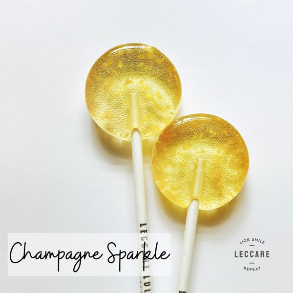 Champagne Lollipops // Gold Flake Lollipops // Spring Wedding Favor // Summer Wedding Favor // Leccare // Favors for Guest // 10 Count Box