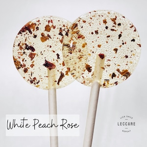 White Peach and Rose Lollipops // Unique Wedding Favors // Edible Flower Lollipops // 10 Lollipops