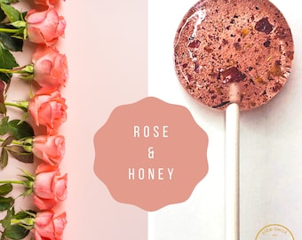 Rose Wedding Favors  // Rose and Honey Lollipops // Honey Lollipops // Pink Favors // Leccare Lollipops // Favors for Guest // 10 count