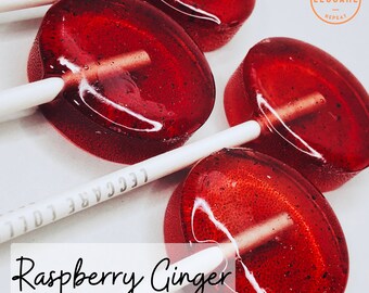 New - Raspberry Ginger  // Fruit Candy // Wedding Lollipops // Wedding Favors // Spring Wedding // 10 Lollipops