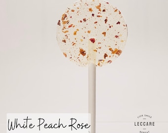 Fall Favors // White Peach and Rose Lollipops // Unique Wedding Favors // Edible Flower Lollipops // Spring Wedding Favor // 10 count