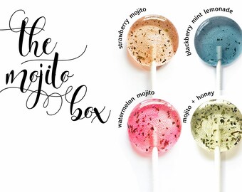 Cocktail Wedding Favors // Mojito Lollipops // 4 Flavors // 20 Lollipops