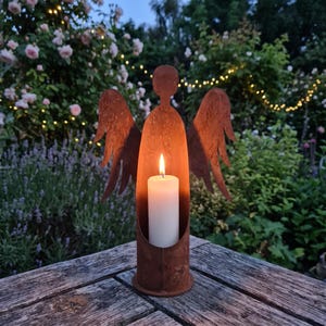 Rust outdoor metal candle holders