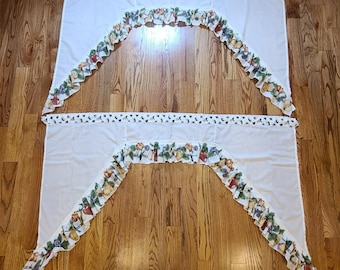 VTG Fruit Kitchen Ruffle Valance Set Cottagecore Grandmacore Farmhouse Country