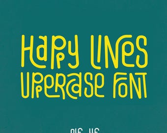 Police Happy Lines, police d'affichage majuscules, typographie grasse, police OTF TTF, usage commercial