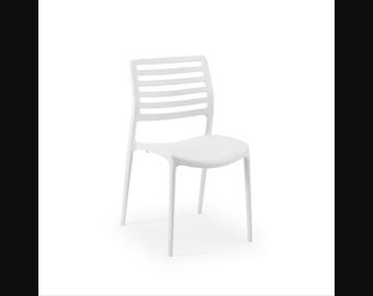 Chair Louise | Ivory White | Stackable Outdoor Chair Garden Cafe Slat Back Armless
