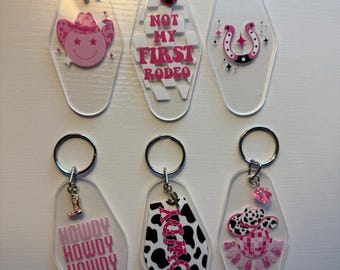 Cowgirl Acrylic Keychain | Pink Western Keychain | Rodeo Gift | Cowboy Boots | Handmade