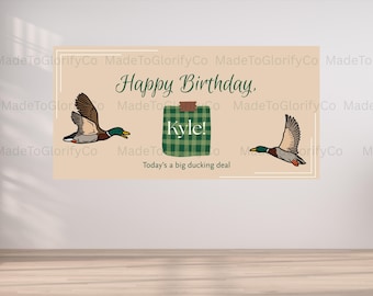 Mallard Birthday Banner Template | Editable Canva | Duck Birthday Printable | Hunting Decor| Digital Download