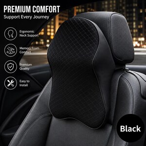 Car Seat Headrest Pillow, 3D Memory Foam Neck Support, Breathable Mesh Cushion