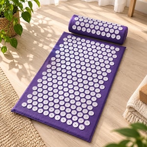 Acupressure Mat and Roller Set, Back Neck Pain Relief, Reflexology Massage Applicator, Acupuncture Gift