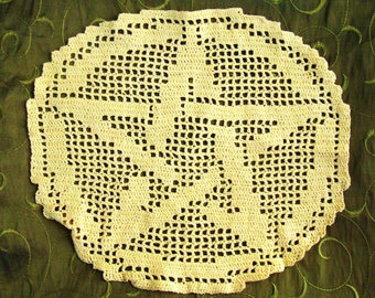 Patrón de tela de altar con pentáculo de ganchillo de filete