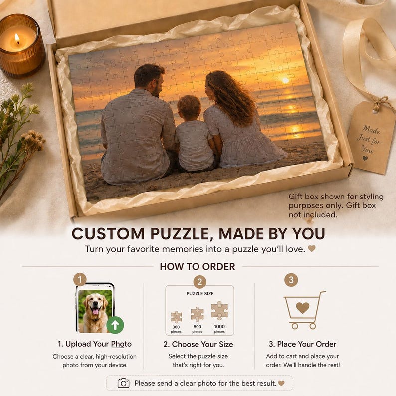 Custom Photo Puzzle Personalized Picture Jigsaw Puzzle Memory Gift For Couples Family Friends image 3