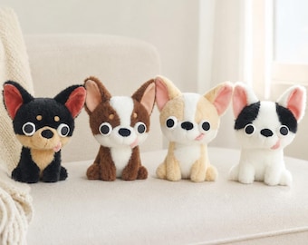 Cute Chihuahua Plush Dog Toy, Small Puppy Doll, Animal Room Decor