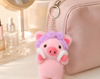 Pig Plush Keychain, Cute Pink Bag Charm, Small Backpack Accessory