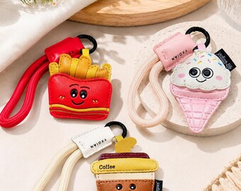Cartoon Food Keychain, Fries Coffee Ice Cream Bag Charm, Cute Backpack Accessory