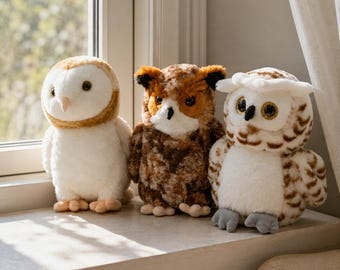 Owl Plush Toy Woodland Bird Stuffed Animal Room Decor Collectible