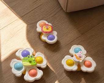 Kids Suction Spinner Toy, Flower Shape Sensory Fidget Toy, Toddler Interactive Play Gift