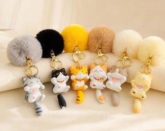 Kawaii Cat Bag Charm Plush Keychain Cute Animal Pendant